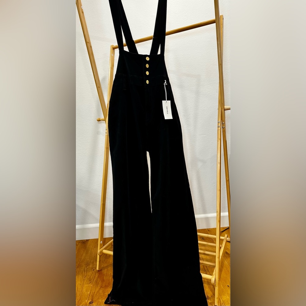 FRAME Velvet Suspender Pants - Cumberbund Wide Leg Jumpsuit
